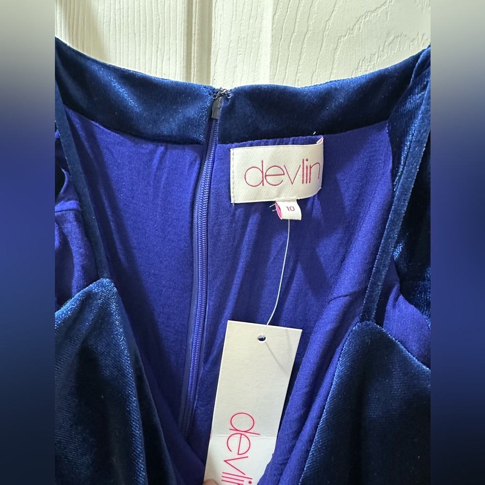 Blue Ruched Spaghetti Strap Cocktail Dress - Picture 4 of 5